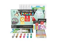Arteza Kids Safari Puzzle Coloring Kit