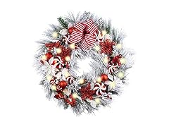 Wanna-CUL Red/White 30" Pre-Lit Wreath