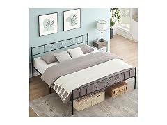 IDEALHOUSE King Metal Bed w/ Headboard