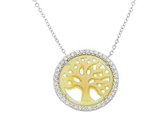 Sterling Silver Tree Of Life Yellow Mother Of Pearl Pendant