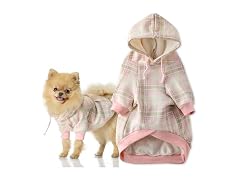 Pet Passion Rocky II Dog Hoodie, Pink Chesterfield Plaid XXXS