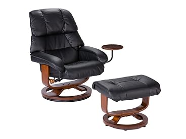 Black Bonded Leather Recliner Ottoman