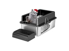 XSBAIHUO Stainless Steel Cat Litter Box with Lid
