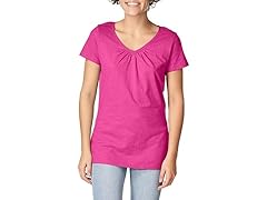 Hanes Womens Slub Cotton VNeck Tee (XL) Amaranth