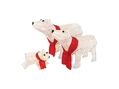 Top Treasures 3PC Lighted Polar Bear Family White