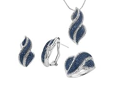 Blue And White Diamond 3pc Set, 0.25ct