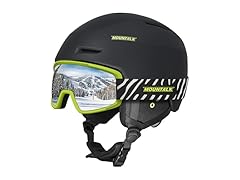 Black Ski Helmet with Ski Goggles