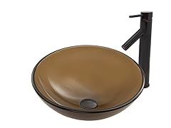 VIGO Sheer Sepia Frost Glass Vessel Sink and Dior Faucet Set