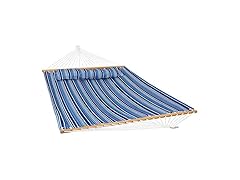 Sunnydaze Breakwater Stripe Quilted Hammock with Pillow