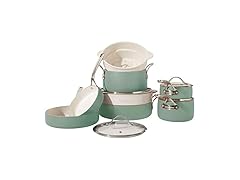 Bloomhouse 12 Piece Aluminum Pots and Pans Sage Green