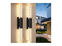 BesLowe 35.3in Wall Lights w/ Crystal Bubble, 2 Pk