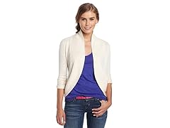 Shawl Collar Sweater with Open Front, Cream