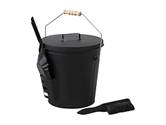 Sunnydaze 5‑Gallon Ash Bucket with Lid, Shovel & Brush