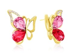 Rose & Pink Topaz Swarovski Element Butterfly Stud Earrings