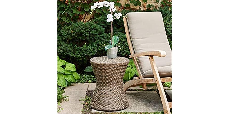 Brown Wicker Garden Stool/Side Table