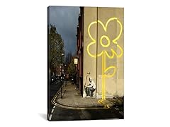 Yellow Lines Flower Painter by Banksy Canvas Print