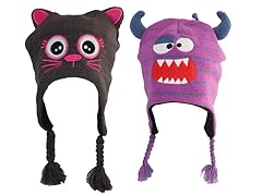 Children's Animal Beanie 2-PK: Kitten and Cute Monster