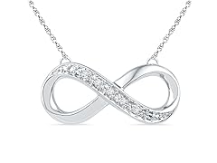 Sterling Silver Dia Accent Sideway Infinity Necklace