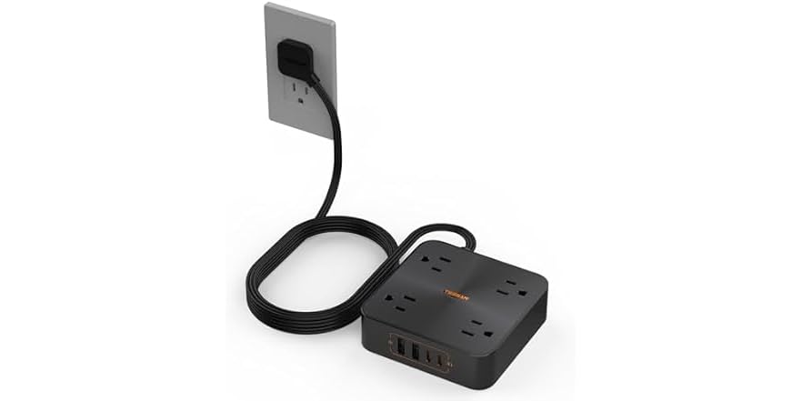TESSAN 6ft Power Strip (4 Outlets, 4 USB)