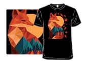 Geometric Fox Under Autumn Moon