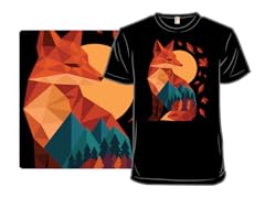 Geometric Fox Under Autumn Moon