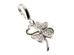 14Kt Gold, SS, Diamond Clover Charm