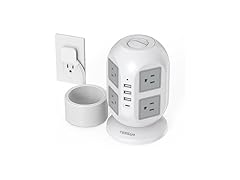 TESSAN 15ft Cord Power Tower (8 Outlets, 1 USB-C, 3 USB-A)