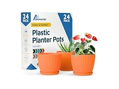 Lifemaster 6" Plant Pots with Drainage, 24 Pack