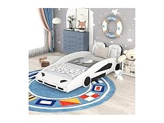 FridayParts Twin Race Car Bed, White