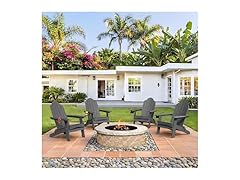 Dark Grey Folding Adirondack Chair Set of 4