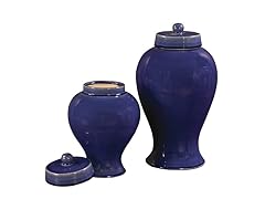 Cobalt Blue Glaze Jars w/Lids - Set of 2
