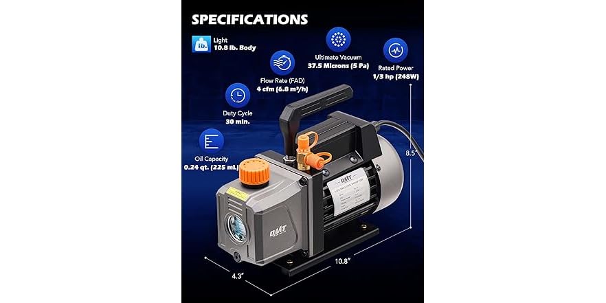 Orion Motor Tech AC Vacuum Pump And Gauge Set With