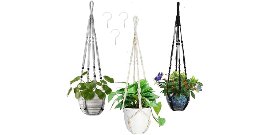 AKEIE Macrame Plant Hanger 3 Pack Indoor & Outdoor
