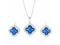Womens Clover Pendant & Earrings Set