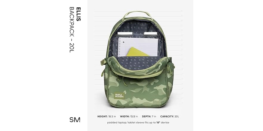 Simple Modern Ellis Backpack for School Ice Granite (Open Box)