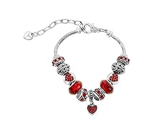 Red Crystal Heart Charm Bracelet