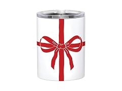 Travel Tumbler 12-Ounce, White Red Bow
