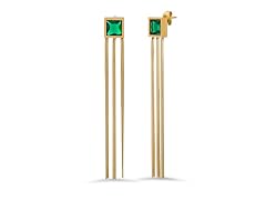 18K Gold Green Stone Drop Earrings