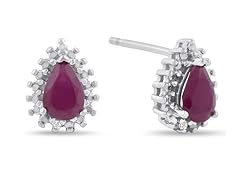 1ct Pear Shape Ruby & Diamond Halo Stud Earrings