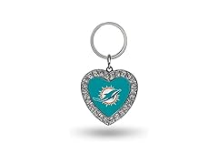 Miami Dolphins Rhinestone Heart Keychain