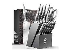 ASETY 15 PCS Stainless Steel Knife Set