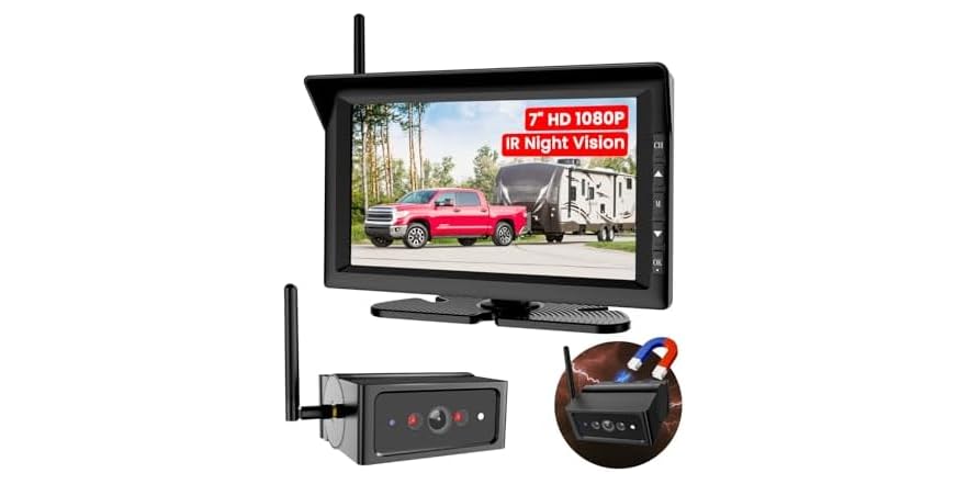 Foxpark 7" HD 1080P Magnetic Wireless Backup Camera for RVs and Trailers