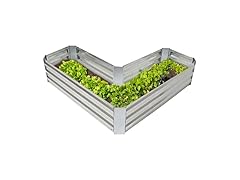 Sunnydaz Decor L-Shaped Steel Garden Bed - Silver
