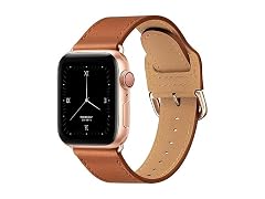 2 PK Leather Strap Band for Apple Watch- Brown/ Rosegold