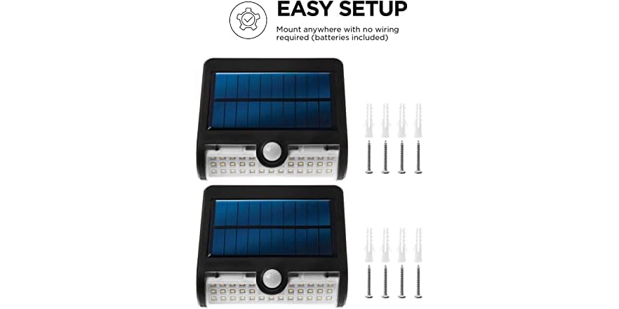 Home Zone Security Motion Sensor Solar Flood Lights, 2-Pack