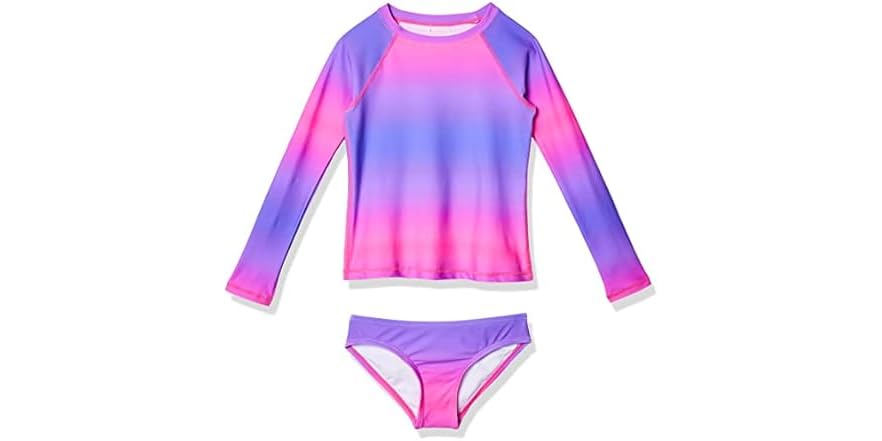 Kanu Surf Set Da Bimba A Due Pezzi Con Maglietta Rashguard A Maniche Lunghe - Costume Protettivo UV In Nylon Ed Elastan