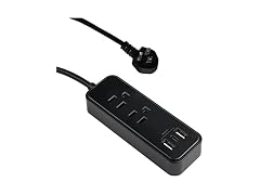 Clear Power 6FT 2-Outlet Power Strip with 3 USB Ports(1 USB-C), Flat Plug