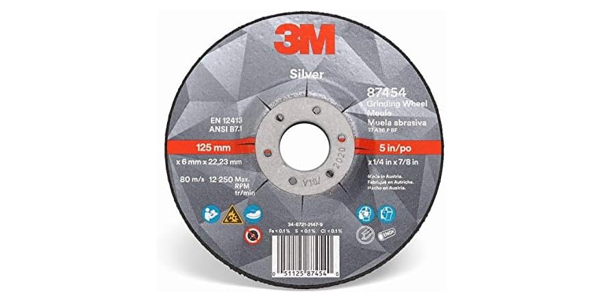 $6.06: 3M Silver Grinding Wheel AB87454, 5 in x 1/4 in x 7/8 in, Type 27 - Total 10 Wheels at Woot!