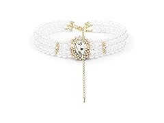 ELABEST Pearl Multi-Row Sparkly Necklace