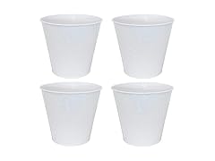 Sunnydaze Galvanized Steel Buckets, Set of 4, White
